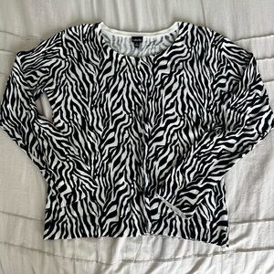Zebra Print Button Up Cardigan